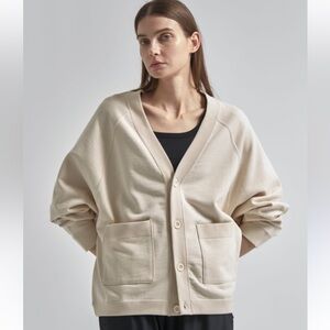 COGTHEBIGSMOKE Gail Cardigan Sweater Chunky Oversized Cotton Cream Beige L